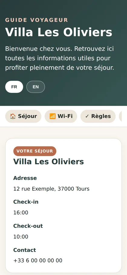 Guide voyageur sur mobile