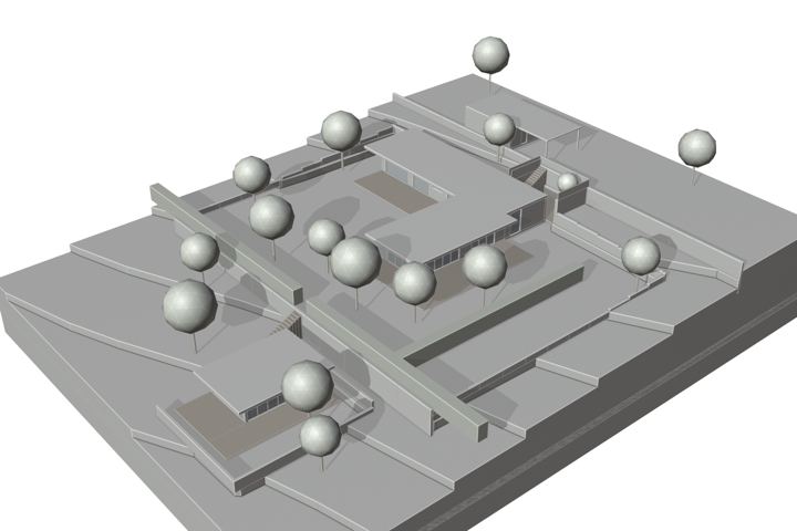 Maquette blanche, vue aérienne, maison fictive du portfolio HôteKit
