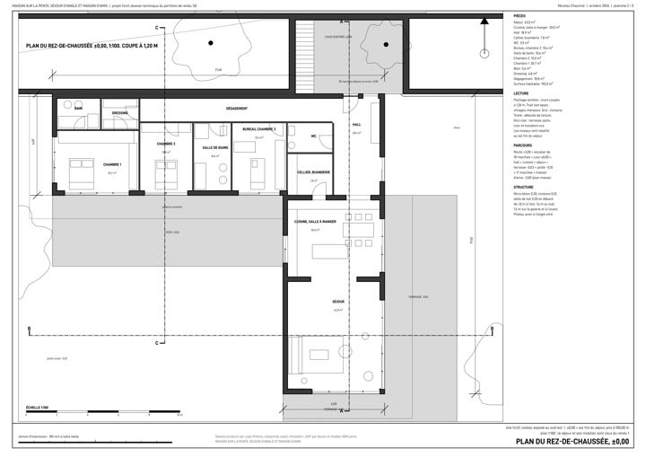 Plan du rez-de-chaussée, maison fictive du portfolio HôteKit