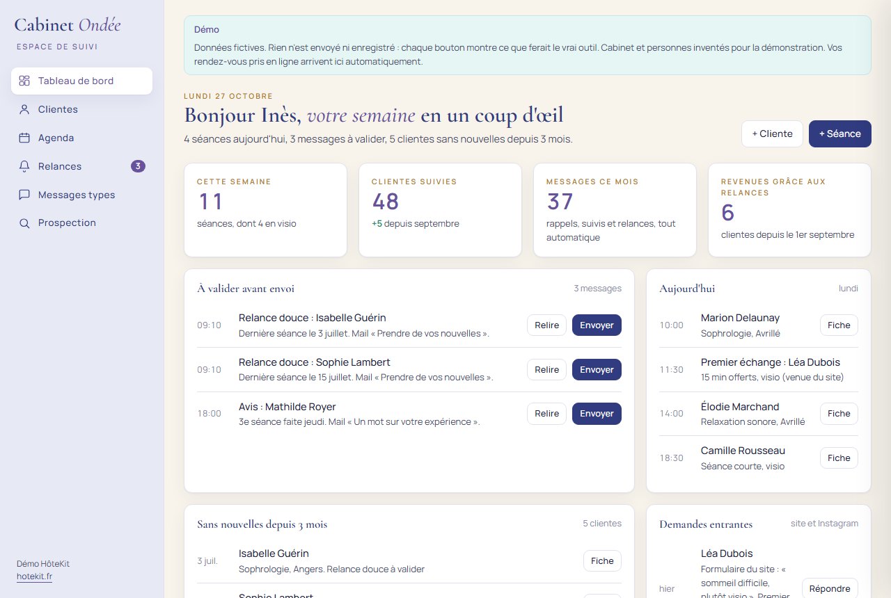 Demo: CRM dashboard for a fictional wellness practice
